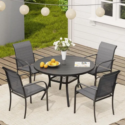 Miniatura 50 de VICLLAX Juego de 2 sillas de patio pequeñas para exteriores, juego de sillas apilables para patio y mesa de comedor cuadrada para porche delantero