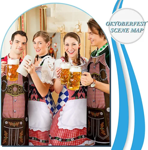 Miniatura 6 de Hillban 2 delantales de Oktoberfest para mujeres y hombres, delantal alemán para disfraz de Oktoberfest para parejas, cocinar, barbacoa, regalos