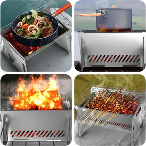 Miniatura 3 de Wood Burning Folding with Stand Portable Stainless Steel Backpacking Stove for Hiking