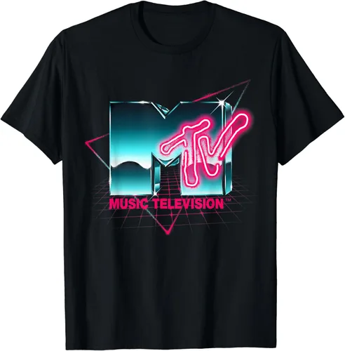Mademark x MTV - Camiseta vintage MTV con efecto cromado de los años 80 con logotipo retro de MTV