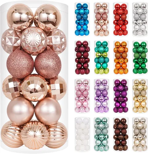 Miniatura 64 de XmasExp - Juego de 24 adornos de bola de Navidad mini irrompibles, adornos para árbol de Navidad, bolas de árbol de Navidad de 30 mm/1.18 pulgadas