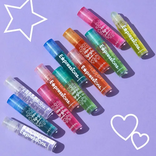 Miniatura 4 de Expressions girl Juego de brillo labial enrollable de 12 piezas con estuche de transporte, maquillaje de labios brillante para niños y adolescentes