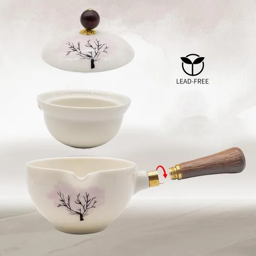 Miniatura 4 de LURRIER Juego de té chino de porcelana Gongfu, juego de tetera portátil con rotación de 360 grados, tetera y embudillo, todo en una bolsa de regalo