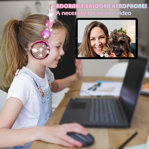 Miniatura 6 de SVYHUOK Auriculares inalámbricos de oreja de gato para niños con micrófono, auriculares Bluetooth sobre la oreja para la escuela, teléfonos