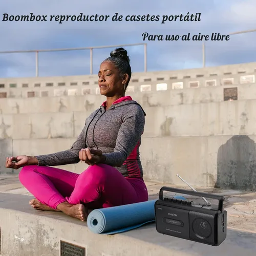 Miniatura 2 de G Keni Grabador portátil de cinta de casete, reproductor de casete de radio AM/FM con altavoz integrado, conector para auriculares, reproductor