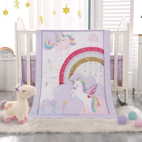 Miniatura 13 de Juego de cama de cuna de dinosaurio mini para niños azul de 3 piezas Premium, juego de sábanas para bebé, juego de cuna de dinosaurios