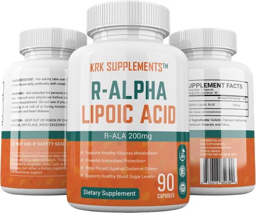 Miniatura 3 de KRK SUPPLEMENTS 1 Pack R-ALA R-Alfa Ácido Lipoico 200mg 90 Cápsulas