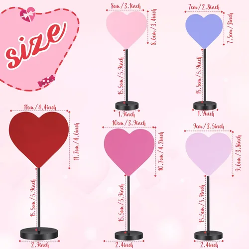 Miniatura 2 de Juego de 5 letreros de madera con forma de corazón de madera para el día de San Valentín, decoración de mesa con forma de corazón, centro de mesa