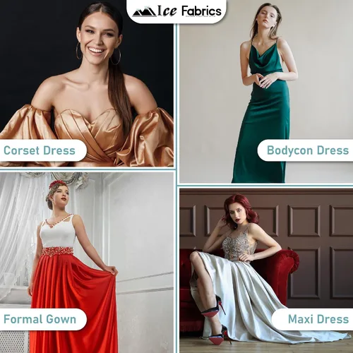 Miniatura 5 de Ice Fabrics The Yard - Tela de satén elástica Charmeuse de 58/60 pulgadas de ancho, sedosa y suave para coser ropa, vestidos, vestidos de noche