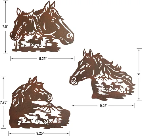 Miniatura 6 de WAIU Trio Wildlife Accent - Estatuas de animales montadas en la pared, colgantes de pared de metal, paredes artísticas de silueta, decoraciones