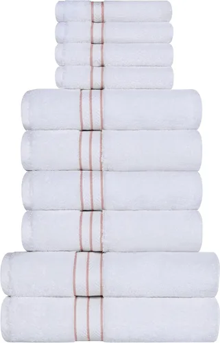 Miniatura 84 de Juego de toallas de baño de algodón turco ultra suave de Superior, juego de 2 piezas, toallas para la ducha, baño, artículos esenciales para el Latte