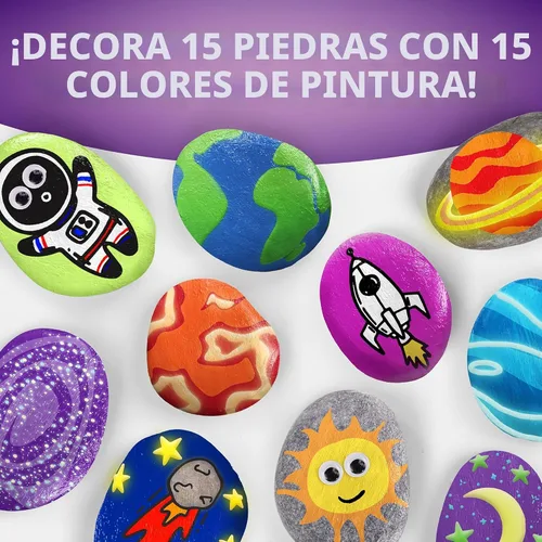 Miniatura 3 de NATIONAL GEOGRAPHIC - Kit de pintura de roca que brilla en la oscuridad, kit de arte y manualidades para niños, decora 15 rocas de río con 15