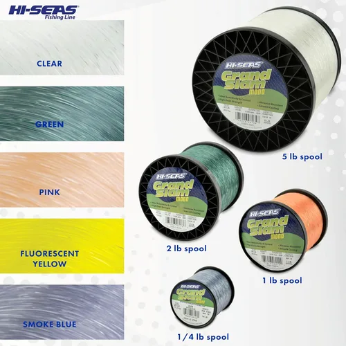 Miniatura 3 de Sedal de Pesca de Monofilamento HI-SEAS Grand Slam - Fuerte y Resistente a la Abrasión en Transparente, Rosa, Verde, Azul Ahumado, Amarillo