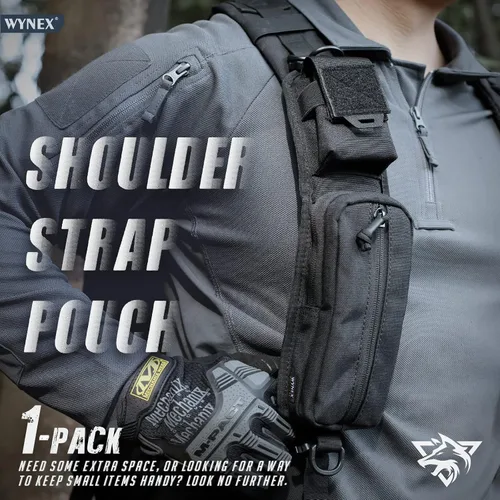 Miniatura 2 de WYNEX Bolsa de accesorios Molle de doble cremallera, bolsa de bolsillo para mochila, correa para el hombro, accesorio Molle, accesorios tácticos