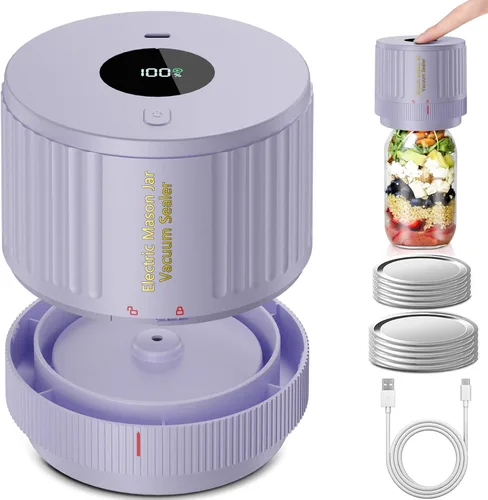 Miniatura 10 de LOVE MOMENT Kit de sellado al vacío de tarro de masón eléctrico para boca ancha y tarro de masón de boca regular, color azul