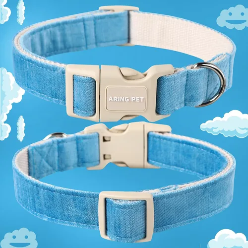 Miniatura 149 de Aring Pet Collar de algodón, lindo, con hebilla de liberación rápida, para bodas, para perros pequeños, medianos y grandes, rosa Terciopelo rosa