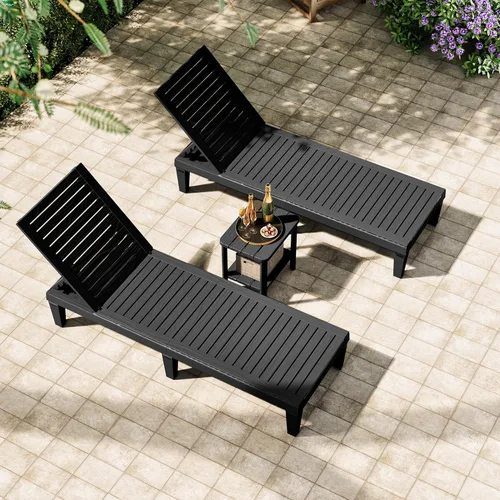 Miniatura 20 de NUNU LAB Juego de 6 tumbonas para exteriores, reclinables ajustables de 5 posiciones para patio con resina para todo tipo de clima, tumbonas