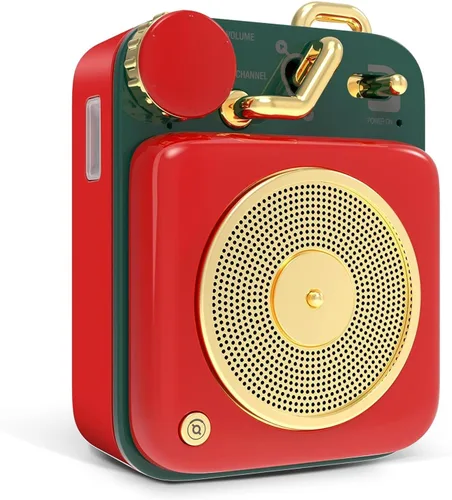 Miniatura 11 de Mini altavoz Bluetooth portátil Muzen, botón pequeño, lindo, retro, inalámbrico, de metal, con volumen alto, gran sonido y cordón portátil y bolsa