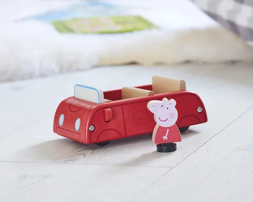 Miniatura 2 de Peppa Pig Coche rojo de madera, vehículo de empuje, juego imaginativo, juguetes preescolares, certificado FSC, juguetes sostenibles, regalo