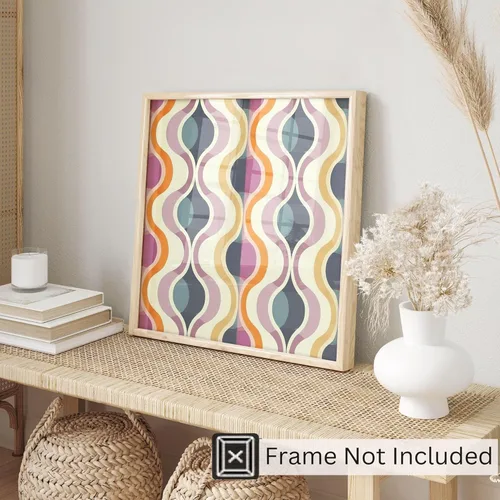 Miniatura 3 de Ethan Taylor Abstract Wall Art Prints Unframed Square Posters 'Retro 70s Hippie Groovy Pattern XV' Retro Home Décor for Living Room, Bedroom