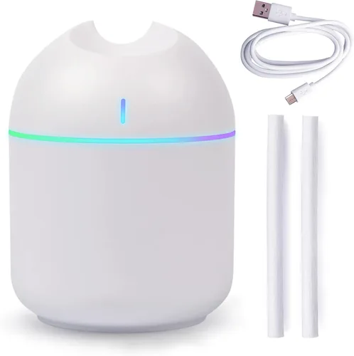 Humidificador pequeño humidificador de aire de niebla fría, funcionamiento silencioso, apagado automático, mini humidificador con luz LED de color,
