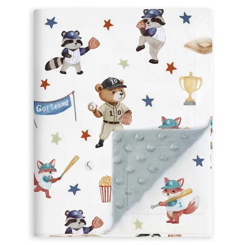 Miniatura 10 de Boritar Manta para bebé supersuave de minky con doble capa y respaldo punteado, con diseño de pequeñas flechas grises impresas de 30 x 40 pulgadas