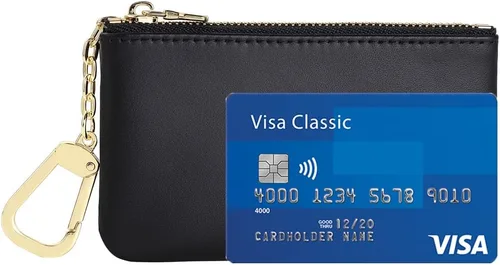 Miniatura 4 de Mini monedero de cuero genuino de grano completo de alta calidad para hombres y mujeres, Negro -, Monedero con cremallera