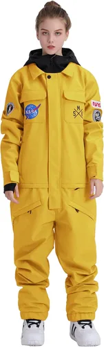 GSOU SNOW Traje de esquí de una pieza impermeable a prueba de viento, traje de nieve aislado para deportes de nieve para hombres y mujeres