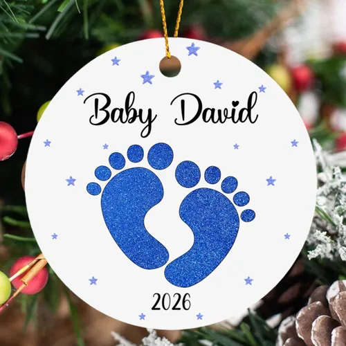 Miniatura 8 de Adorno de Navidad de vaca bebé 2025, adorno personalizado de mi primera Navidad para padres recién nacidos, regalo de recuerdo de primera Navidad