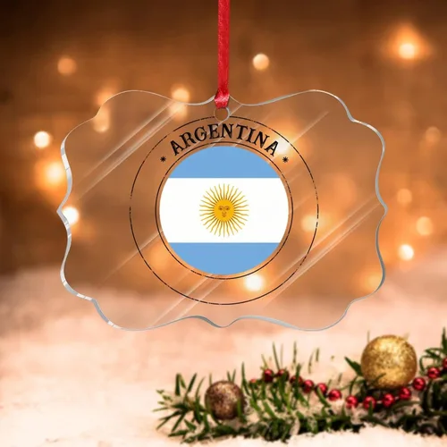 Miniatura 27 de Bandera de Andorra, adorno colgante de Navidad, bandera nacional, decoraciones de Navidad, adornos acrílicos, colgante para árbol de Navidad