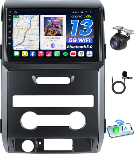 Radio de coche WiFi 5G para Ford F150 Radio 2009-2014: estéreo con pantalla táctil HD de 9 pulgadas, Carplay inalámbrico incorporado y Android Auto,