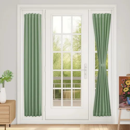 Miniatura 119 de Vatge - Cortinas autoadhesivas para puerta francesa, tratamiento de ventana con filtro de luz sin varillas ni perforaciones para puertas de cristal