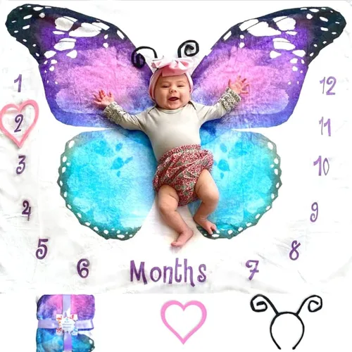 Evovee Manta mensual para bebé, niña, niño, unisex, género, neurtal, mes, fotografía, telón de fondo, accesorios para recién nacidos, decoración de