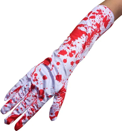 Miniatura 4 de NUOBESTY Guantes de terror novedosos para decoración de fiesta de Halloween, 1 par, Blanco y rojo