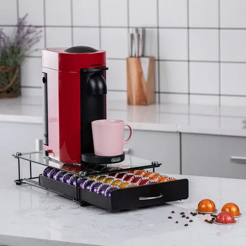 Miniatura 2 de FlagShip Vertuo - Soporte para cápsulas, cajón de almacenamiento de vidrio para Nespresso Vertuo, organizador de vainas, transparente