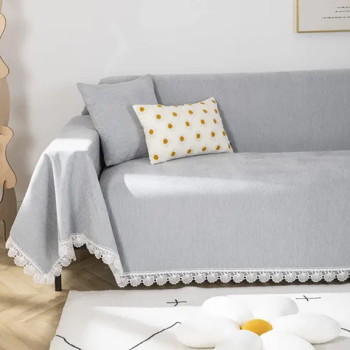 Miniatura 8 de ROOMLIFE Fundas grises de diseño minimalista para sofá modular, fundas de felpilla suave para sofá de 2 a 3 cojines, silla reclinable, sofá biplaza