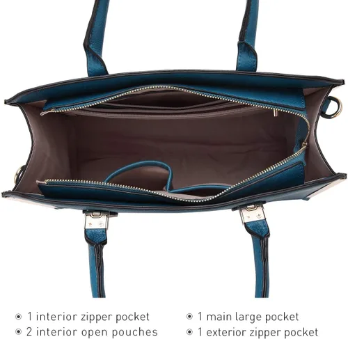 Miniatura 6 de Dasein Bolso de mano grande para mujer, de piel vegana, bolsa de trabajo, bolsa de hombro con cartera a juego