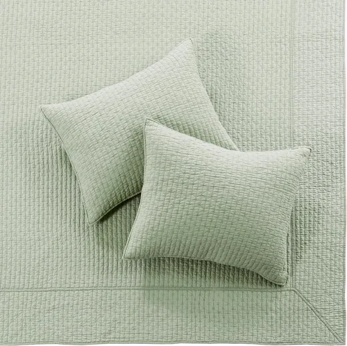 Miniatura 6 de Levtex Home - Cross Stitch. Juego de cubrecama acolchado salvia del desierto de algodón, patrón de punto de cruz, tamaño King, cubrecama