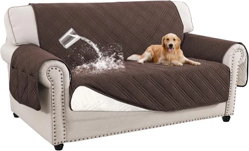 Miniatura 16 de Turquoize Fundas impermeables para sofá de 3 cojines, aptas para mascotas, antideslizante, protector de muebles lavables para mascotas, niños, Roble