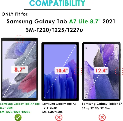 Miniatura 2 de DETUOSI Funda para Samsung Galaxy Tab A7 Lite de 8.7 pulgadas, con lápiz capacitivo y correa para el hombro, funda protectora ligera de silicona