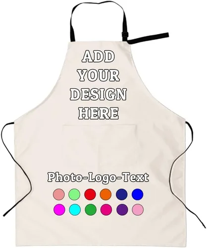 Miniatura 43 de Delantal personalizado para adultos, delantales personalizados con bolsillos, añade tu logotipo y foto, delantal impermeable ajustable personalizado