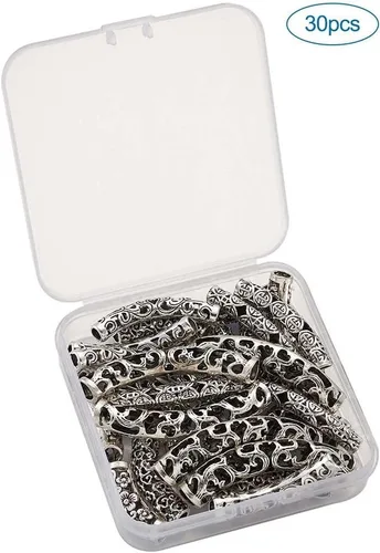 Miniatura 6 de KISSITTY 30 unids/caja de filigrana de plata antigua larga curvada tubo espaciador cuentas 0.945-2.520 in largo para hacer joyas DIY agujero Plata