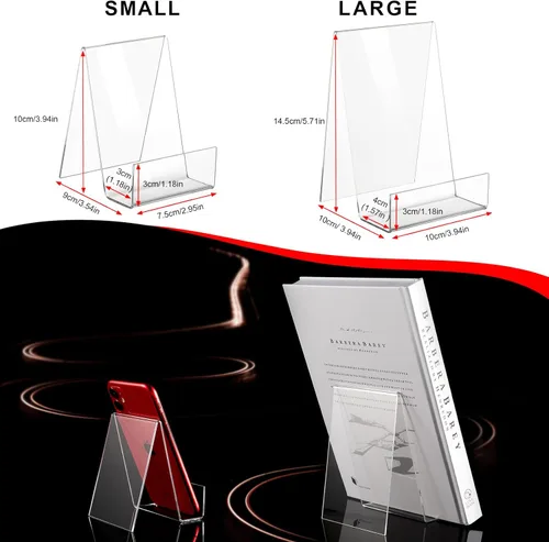 Miniatura 3 de Paquete de 6 soportes de exhibición con repisa, soporte de acrílico para colocar libros, tabletas, caballetes para mostrar imágenes, libros