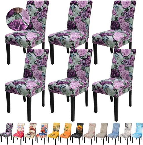 Miniatura 56 de JQinHome Juego de 8 fundas para sillas de comedor, fundas de alta elasticidad extraíbles y lavables, fundas protectoras de asiento para silla