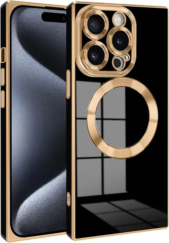 Miniatura 17 de Funda magnética para iPhone 15 compatible con Magsafe, TPU suave plateado a prueba de rayones con lente totalmente cubierta compatible con carga