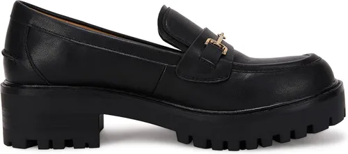 Miniatura 3 de VETASTE Mocasines clásicos de tacón grueso con plataforma y suela de lengüeta para mujer, con puntera redonda, zapatos Oxford con cadena de metal