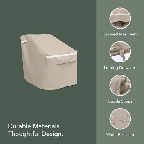 Miniatura 4 de Covermates Prestige - Funda para silla de exterior, 900D resistente al agua, protección para muebles de patio con dobladillo con cordón, correas