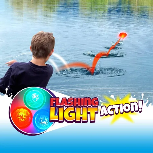 Miniatura 5 de JA-RU Disco de patrón de agua iluminado (3 discos), juguete de saltar agua para niños, piscina y viajes, juguetes de playa para jugar al aire libre