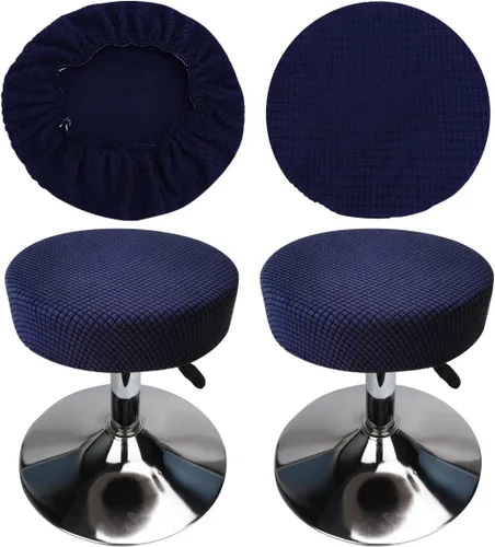Miniatura 14 de Funda de taburete redonda de 12 a 16 pulgadas, fundas de asiento redondas para taburetes de bar, tela de lujo elástica, lavable de jacquard a prueba