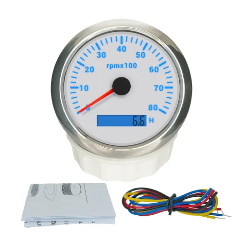 Miniatura 20 de ELING Tacómetro de motor de 3.346 in, medidor de rpm, calibre 0-7000 RPM para automóvil, barco, camión, con medidor de horas LCD, retroiluminación